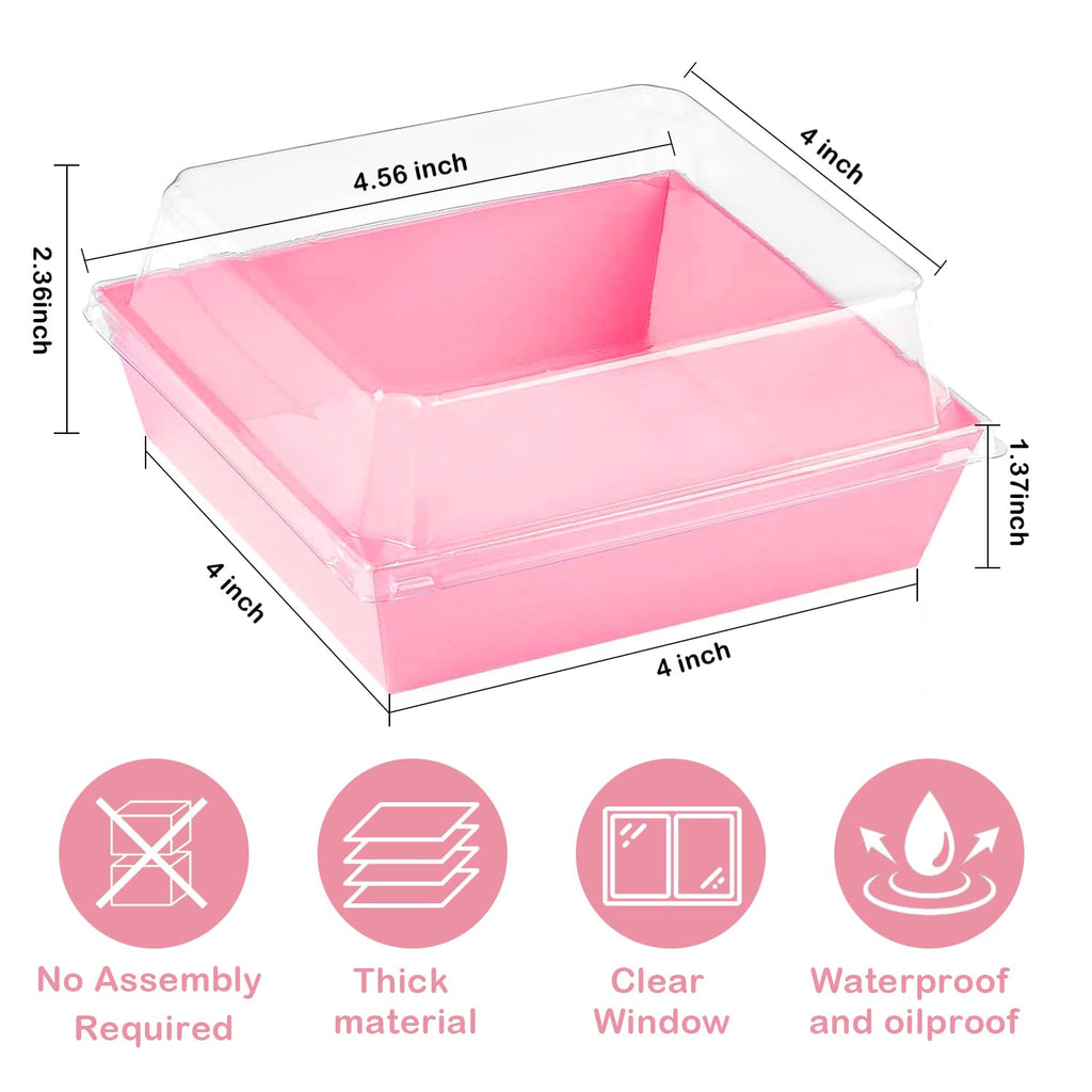 IFUCTYE 50-Pack Disposable Charcuterie Boxes with Clear Lids - 4 Inch To Go Paper Mini Charcuterie Box for Charcuterie, Fruits & Desserts | Gift-Ready Food Presentation Boxes