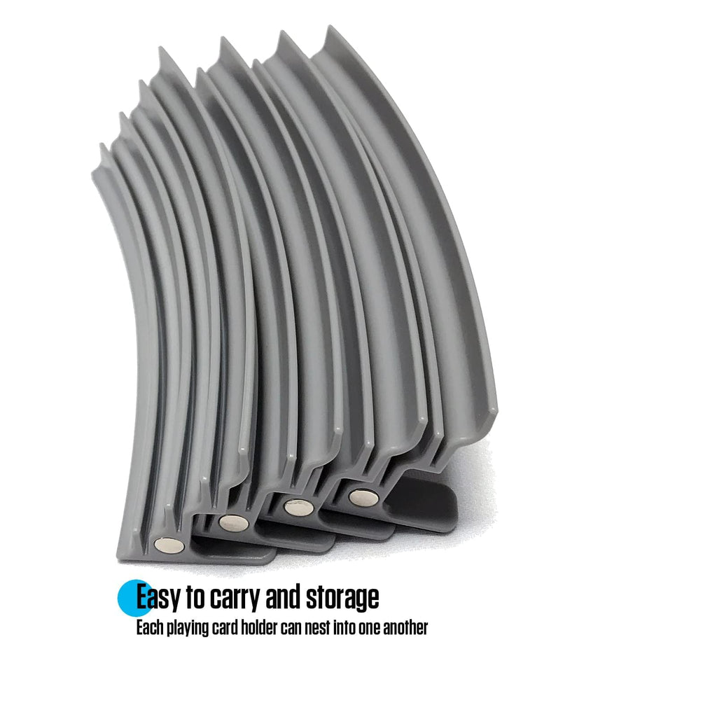BRADYS HOUSE - Extendable Plastic Playing Card Holder Set of 4 (Grey), Card Holders for Card Games