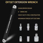 Offset Extension Wrench, Ratchet Extension Bar with 1/2", 1/4" and 3/8" Square Drive Adapters, Impact Wrench Extender for Access to Confined Fastener, Ratchet Extenders Tool with 3 Adapters Socket
