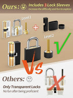 Pick 1-9/16" Wide Long Shackle Keyed Alike Padlocks Set, Heavy Duty Waterproof Laminated Steel Anti-Rust Locks, Multi-Purpose Picking Outdoor Security Lock Kit for Gate, Toolbox & Storage Unit