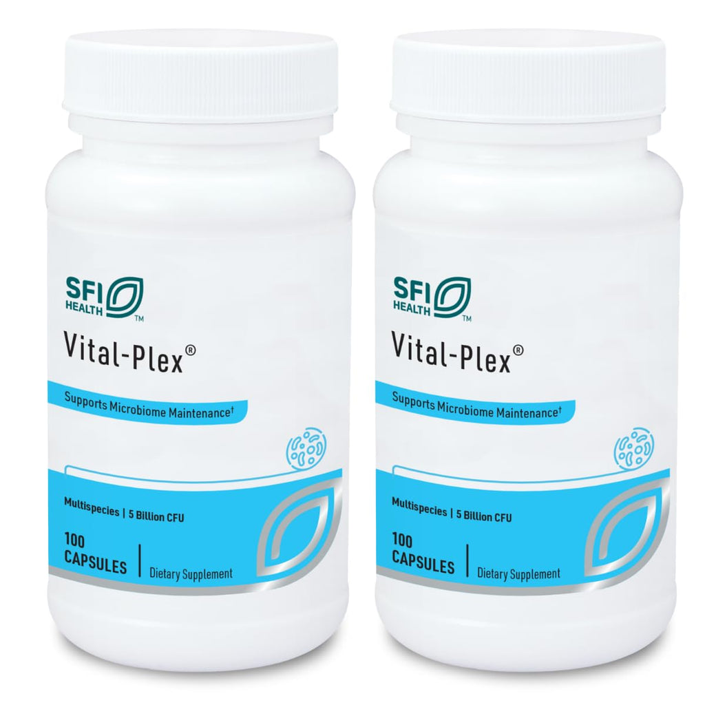 Klaire Labs SFI Health Vital-Plex Probiotic - Helps Rebalance GI Microbiota for Men & Women, 5 Billion CFU Hypoallergenic & Dairy-Free Bifidobacterium & Lactobacillus Blend (100 Capsules, 2 Pack)