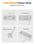TESSAN Extension Cord 5 FT, Power Strip with 900J Surge Protection, Grey