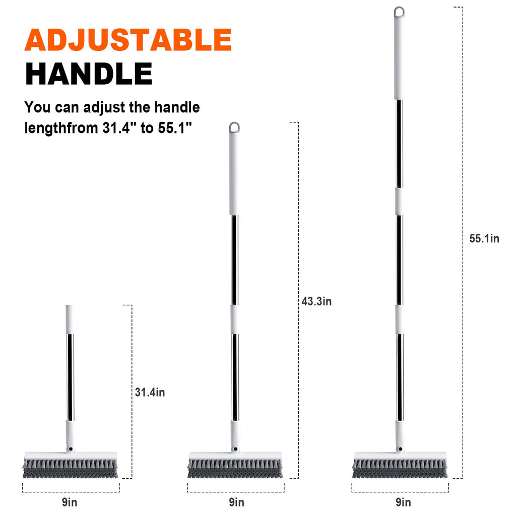 Floor Scrub Brush with Long Handle, Heavy-Duty Tile and Shower Grout Brush Stiff, Professional Grout Cleaner for Bathroom, Kitchen, Floor, Tile Brush Concrete Surfaces