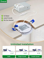 zouzai 12 Pack 4 Inch LED Recessed Ceiling Light, 9W=60W, 5CCT, Dimmable