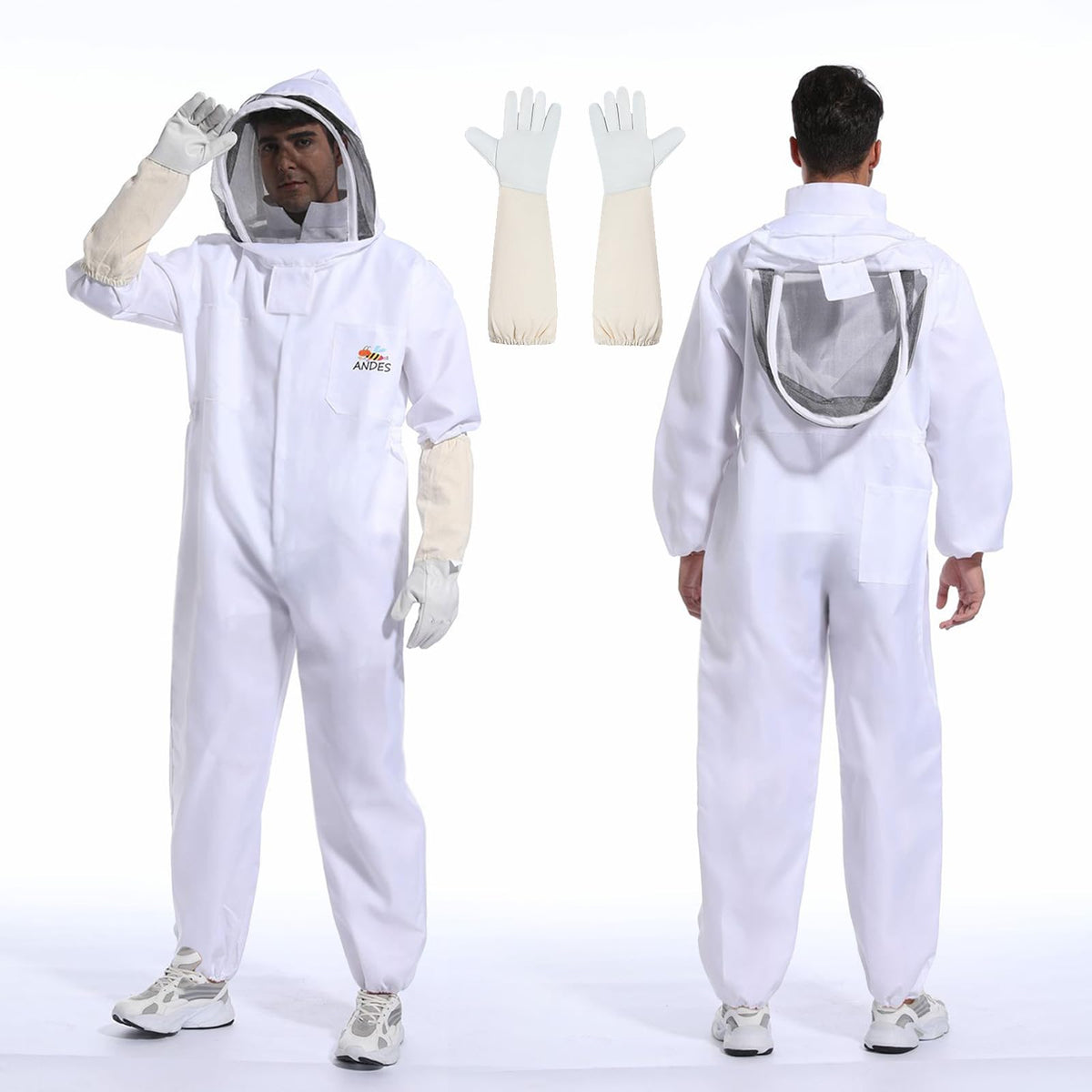 ANDES Sting Proof Bee Suit with Gloves & Fencing Veil, L(Fits 5'7"-5'11")
