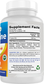 Best Naturals L-Lysine 1000mg 180 Tablets (180 Count (Pack of 1)) (2 Bottles)