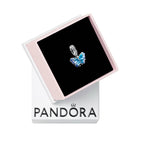 PANDORA Blue Murano Glass Butterfly Dangle Charm - Compatible with PANDORA Moments - Gift for Her - Sterling Silver & Murano Glass with Cubic Zirconia - With Gift Box