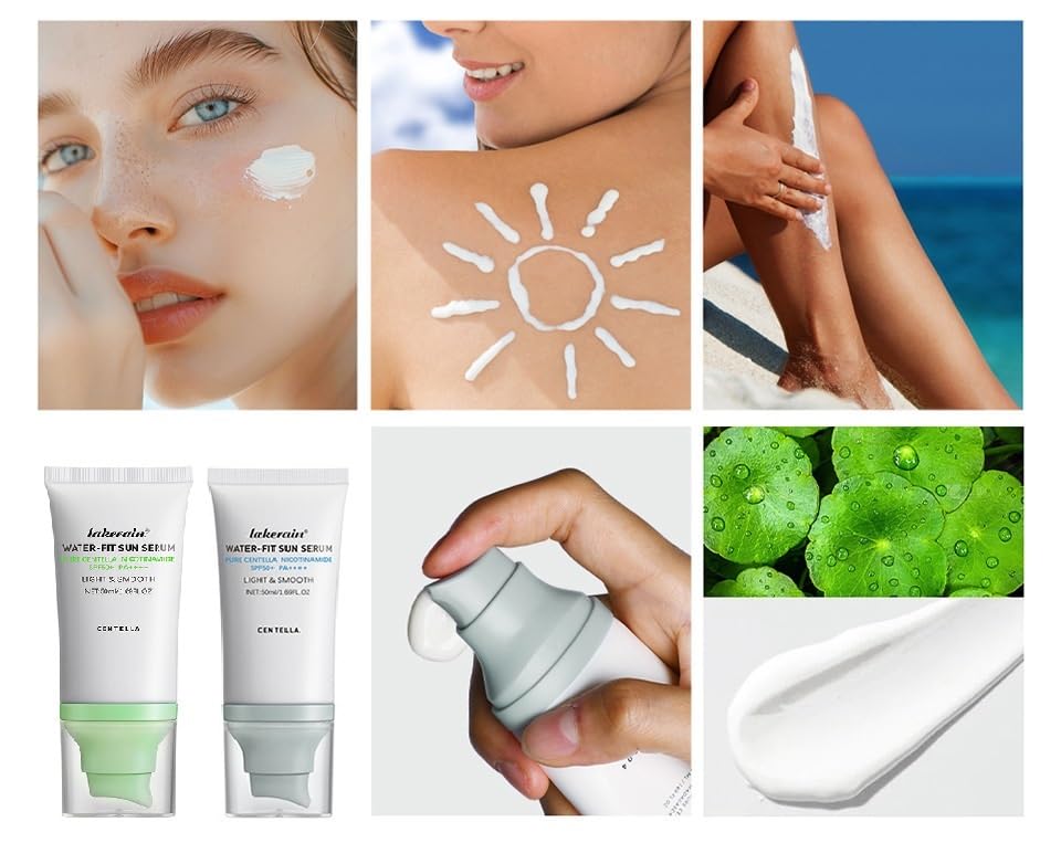 2 Pcs Centella Sunscreen SPF50, Moisturizing Non-Sticky Centella Water-Fit Sun Serum for All Skin.