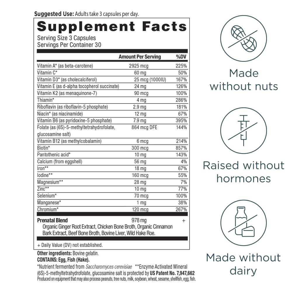 Ancient Nutrition Prenatal Vitamins, Multivitamin for Women with Methylated Vitamin C, B12, Magnesium and Folate, Supports Pregnancy and Fertility Health, 90 Ct