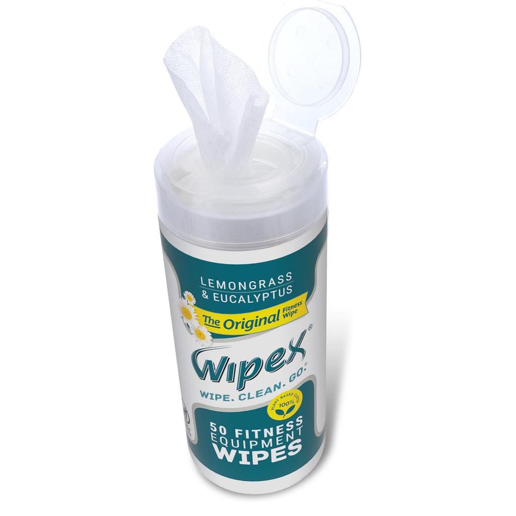 Wipex Original Fitness Equipment Wipes - EWG Verified - 50 Count Plant Based Gym Wipes for Equipment, Yoga Mat Cleaner, Peloton Cleaner, Lemongrass, Eucalyptus & Vinegar (Pack of 12)