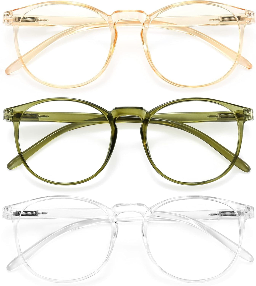 IBOANN Chic & Comfy Blue Light Glasses for Women - 3-Pack Round Frames, Screen-Ready Style with UV Protection Coating