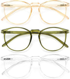 IBOANN Chic & Comfy Blue Light Glasses for Women - 3-Pack Round Frames, Screen-Ready Style with UV Protection Coating