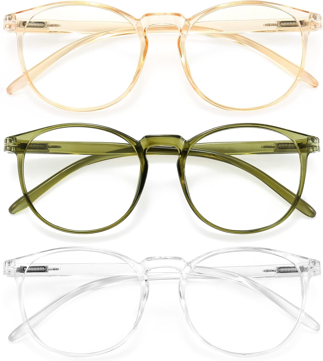 IBOANN Chic & Comfy Blue Light Glasses for Women - 3-Pack Round Frames, Screen-Ready Style with UV Protection Coating