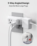 TROND Multi Plug Outlet Extender 2 Pack - Surge Protector Outlet with 4 Grounded Sockets, 3 Way Angled Plug Splitter, 900J, Multiple Wall Adapter for Home Office Travel Dorm Room, White