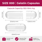 ATLEMISME Empty Gelatin Capsules Size 000 - Gelatin Capsules Empty (500 Count) Empty Capsules DIY Gelatin Capsule Filling - Gel Capsules Empty Caps with 2 Micro Lab Spoons for Capsule Filling