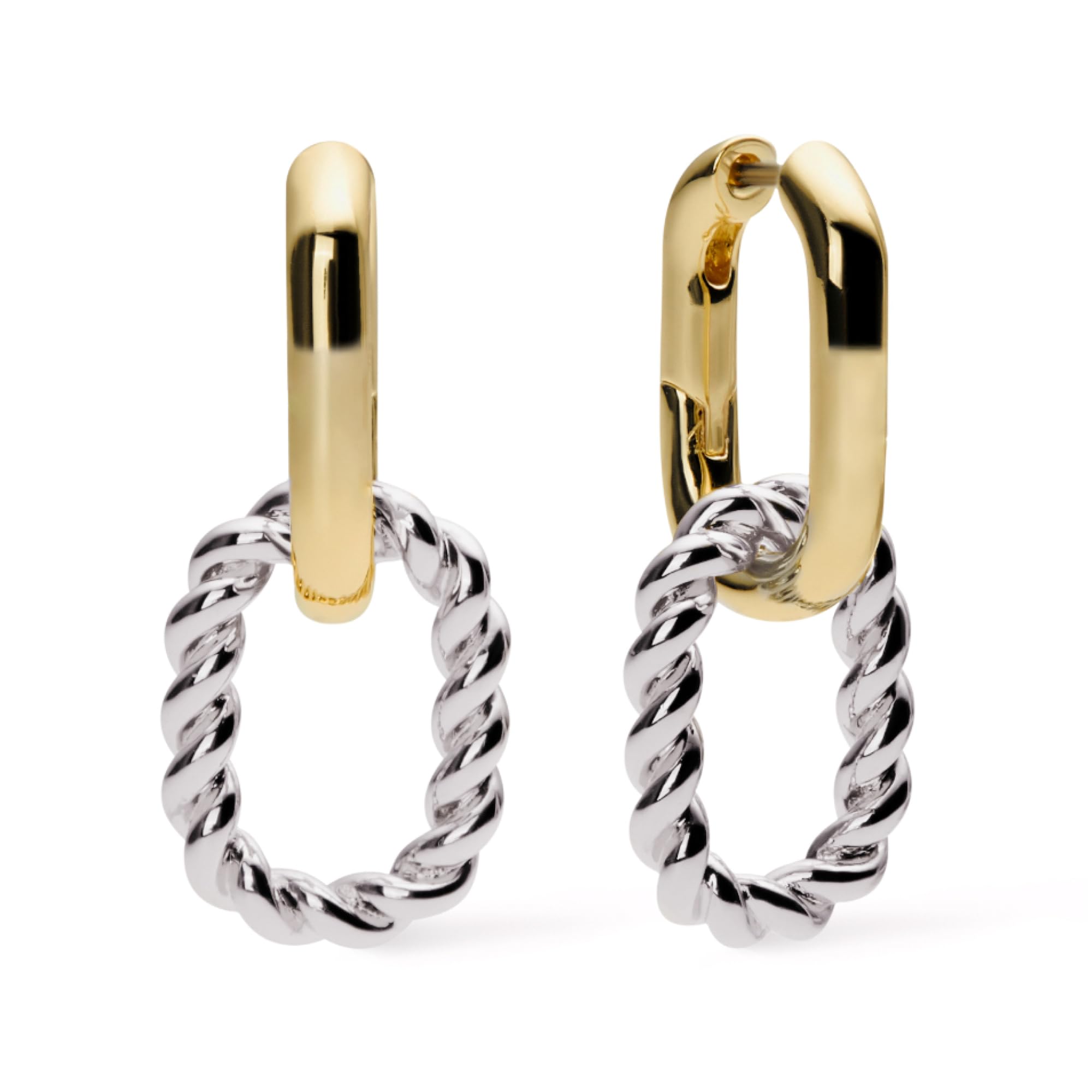 Ana Luisa Ash Double Hoop Earrings for Women - 14K Gold Plated, Silver & Two-Tone Drop Dangle Hoop Earring - Trendy Paperclip Link Huggie Hoop - Hypoallergenic, Water-Resistant & Tarnish-Free Jewelry