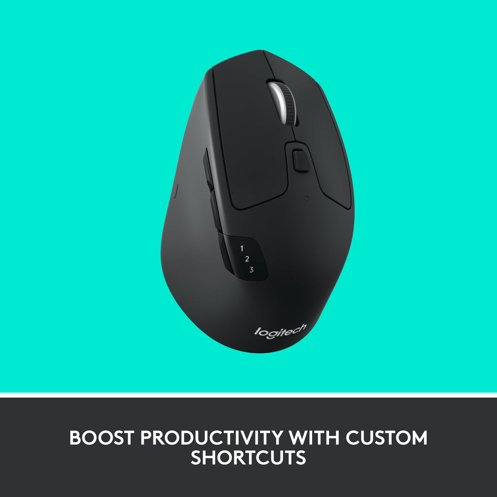 Logitech M720 Triathalon Full Size Multi-Device Wireless Mouse - Black