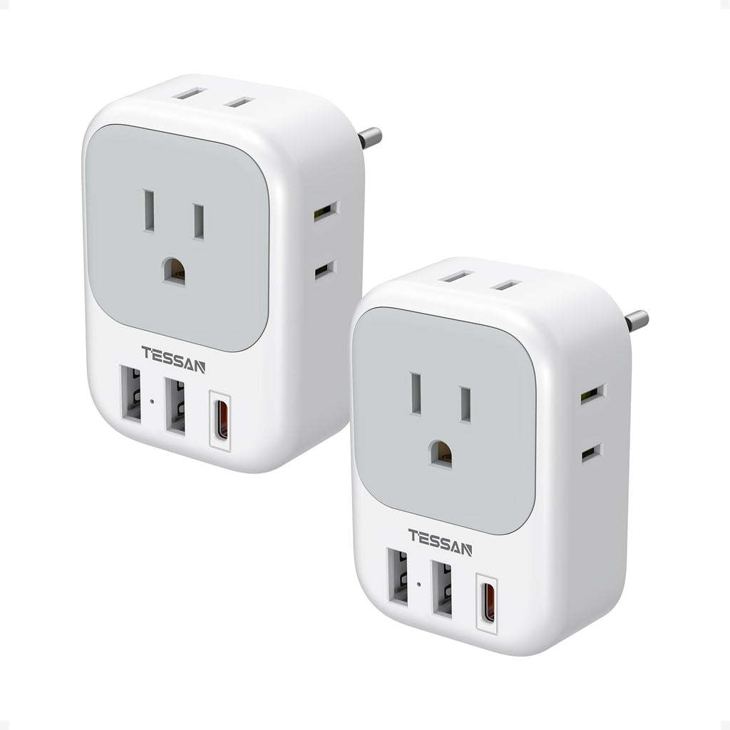 TESSAN European Travel Plug Adapter 2 Pack, Type C Plug