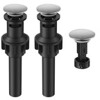 Bathroom Sink Drain with Overflow, Hurran Universal Bathroom Sink Stopper for Bathroom Vanity Vessel Sink, Plastic Pop-up Sink Drain with Hair Catcher Anti-Clog Strainer, 2 Pack, Brushed Nickel