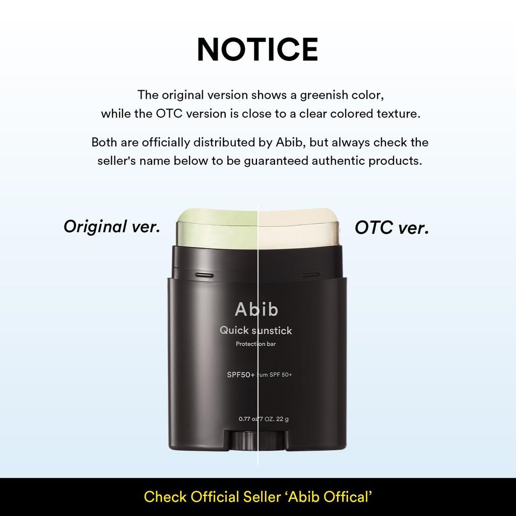 Abib Quick Sunstick Protection Bar SPF50+ 0.77 oz / 22 g (Glowing) | Korean Suncreen Stick Suncare Sunblock, No Whitecast, Protector Solar Barra, Centella Asiatica Extract, Aloe Extract