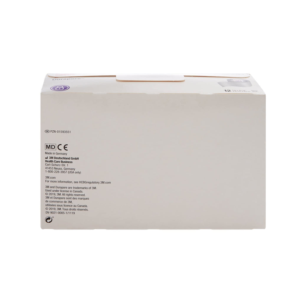 3M Durapore Medical Tape, Non-Sterile, Silk-Like Cloth, White, 1 in x 10 yds, 12 Rolls, 1 Pack