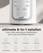 Grownsy 8-in-1 OG Fast Bottle Warmer with Timer, Gray