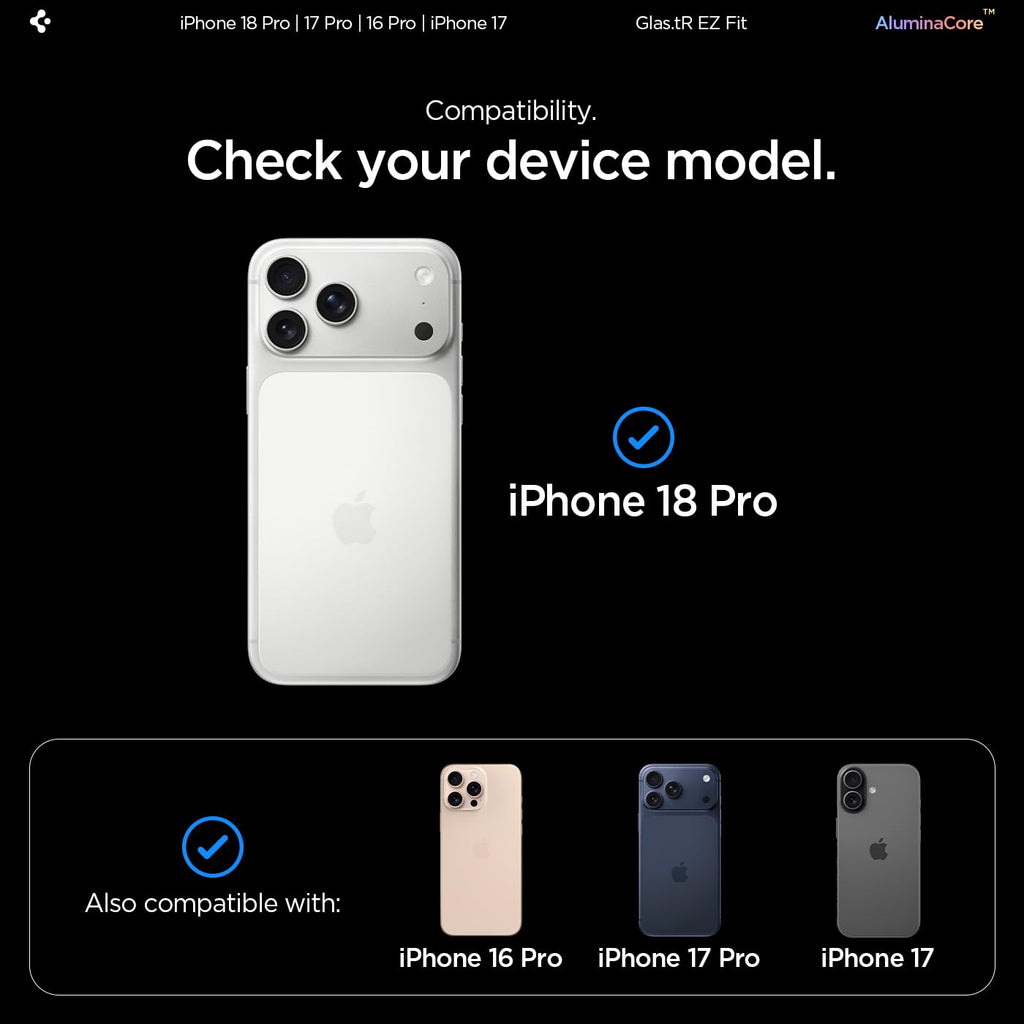 Spigen GlasTR EZ FIT Screen Protector for iPhone 18 Pro, 17 Pro, 17, 16 Pro