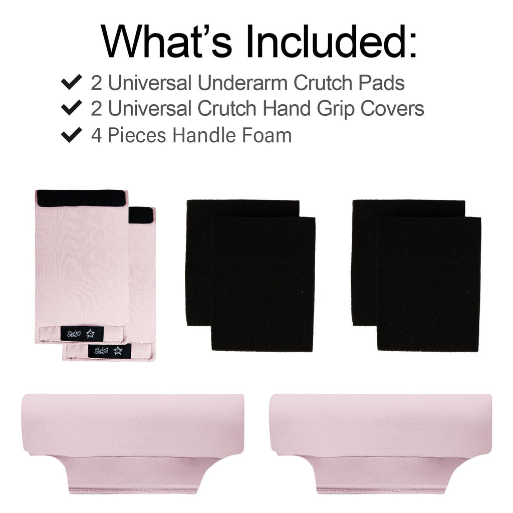 Underarm Crutch's Pad and Hand Grip Covers Universal Forearm Handle Padded Cushion Sets Accessories for Crutches Pads for Armpits (Pink)