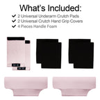 Underarm Crutch's Pad and Hand Grip Covers Universal Forearm Handle Padded Cushion Sets Accessories for Crutches Pads for Armpits (Pink)