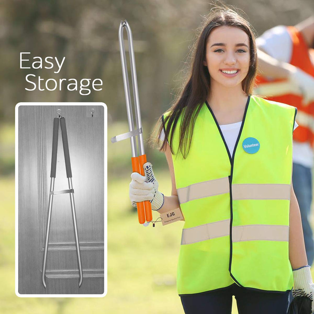 EJG 36" Long Trash & Garbage Picker Grabber, Lightweight Aluminium & Rustproof, Litter Pick Up Stick, Trash Tong, Reaching Assist Tool, Reacher Tool for Elderly, Garden Nabber Plogging (Orange)