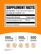 BulkSupplements.com DMG Powder - as N,N-Dimethylglycine HCl, DMG Supplement - Gluten Free, 500mg per Serving, 250g (8.8 oz) (Pack of 1)