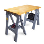 Amazon Basics Rectangular Folding Sawhorse, Collapsible, Folds Flat, 900 Pound Capacity, Set of 2, Orange and Grey