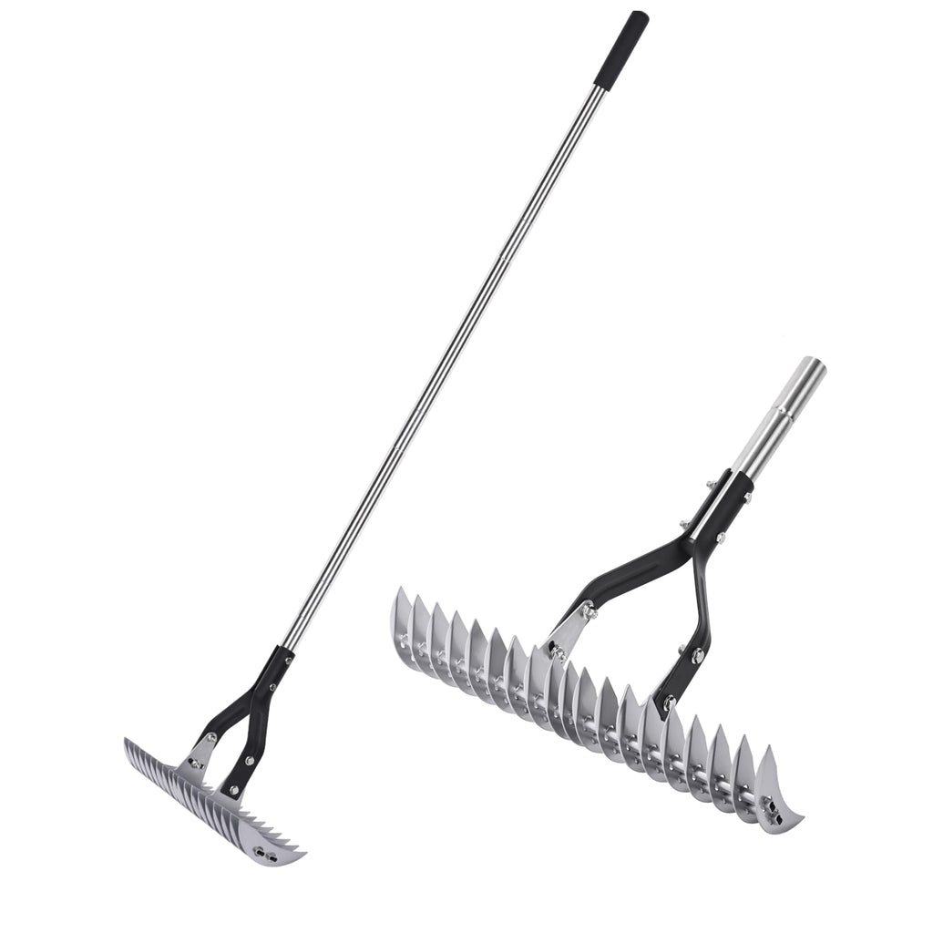 YEELOR Thatch Rake with 15‑inch Rake Head and Long Handle