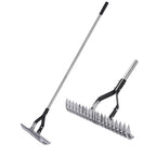 YEELOR Thatch Rake with 15‑inch Rake Head and Long Handle