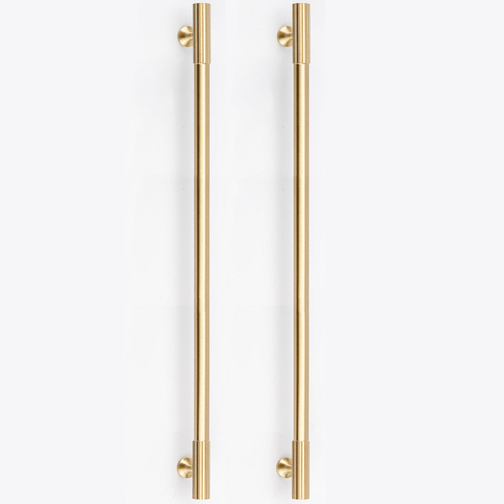 RZDEAL 2pcs Solid Brass Gold Cabinet Pulls, 12-3/5Inch Hole Centers for Kitchen Cupboard Handles Modern Drawer Dresser Pulls Bathroom Brushed Brass Cabinet Pulls Wardrobe Door Handles
