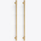 RZDEAL 2pcs Solid Brass Gold Cabinet Pulls, 12-3/5Inch Hole Centers for Kitchen Cupboard Handles Modern Drawer Dresser Pulls Bathroom Brushed Brass Cabinet Pulls Wardrobe Door Handles