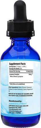 Absonutrix Lycopene Complex- 50 mg 4 Oz Bottle, 200 Highly Potent Servings, Pure Ingredients, Third-Party Tested, Quick Absorption, GMP-Certified, Non-GMO, Cruelty-Free Products, Made in USA