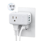 TROND Outlet Extender with 2 PD 20W USB C Charger, 3 AC Multi Plug Outlet Splitter with 360 Rotating Plug, USB Wall Socket Adapter, A Small Charging Station for Kitchen Bathroom Cruise Essentials