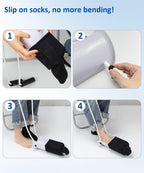 Osanchan Sock Aids for Putting On Socks, No Bending Flexible Sock Aid Device with Shoe Horn Long-Handle Back Scratcher for Seniors/Disabled, Easy On and Off Sock Helpers (Basic)
