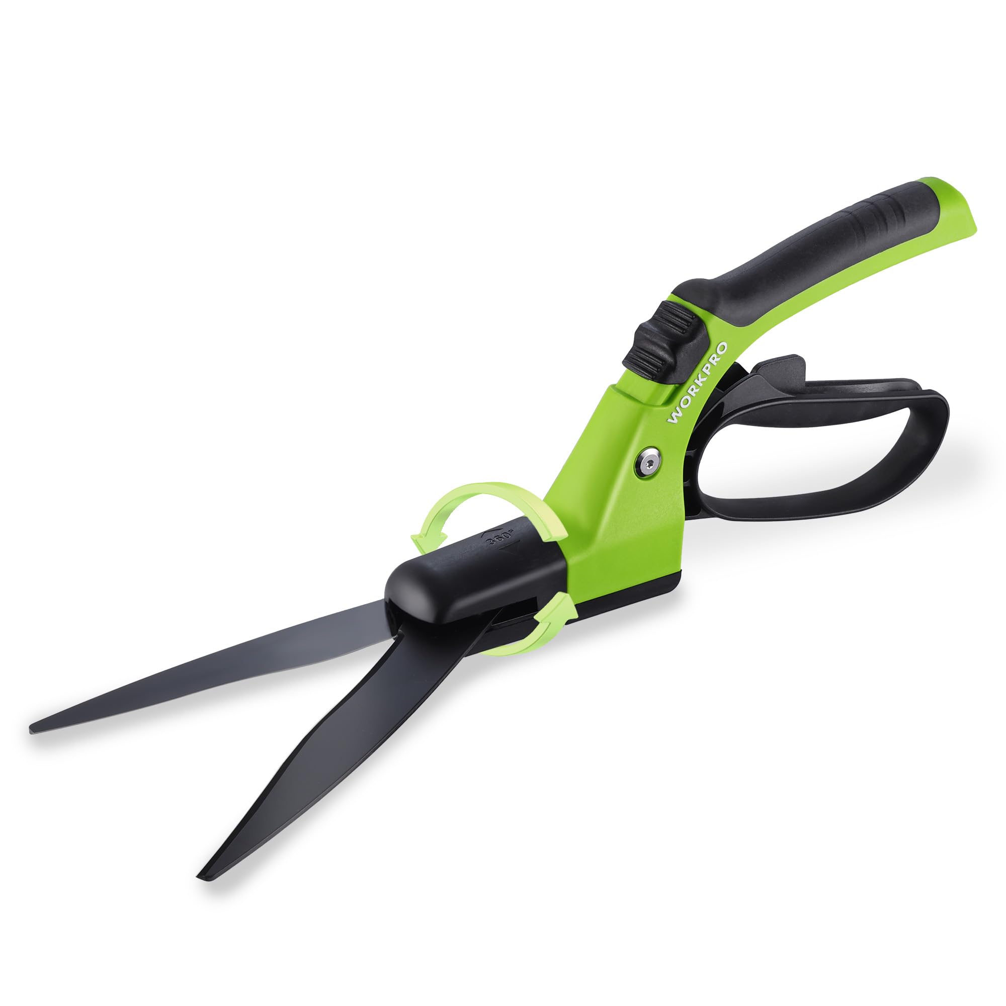 WORKPRO Grass Shears Handheld, Grass Clippers with 360 Degree Swivel Blades