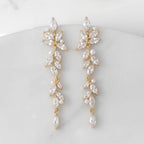 SWEETV Marquise Cubic Zirconia Dangle Earrings for Women, Crystal Wedding Bridal Drop Earrings for Brides Bridesmaids, 18K Gold Plated Chandelier Earrings for Anniversary Prom Jewelry Gift, Style01