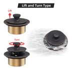 Oil Rubbed Bronze Tub Drain Trim Set Conversion Kit Assembly，All Brass Lift & Turn Bathtub Drain Replacement Trim Kit with Two-Hole Overflow Faceplate and Universal Fine/Coarse Thread