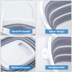 2 Pack Collapsible Buckets 10L 2.6 Gallon Cleaning Bucket Mop Bucket Folding Foldable Portable Small Plastic Water Supplies for Outdoor Garden Camping Fishing Car Wash Space Saving Square Grey Blue