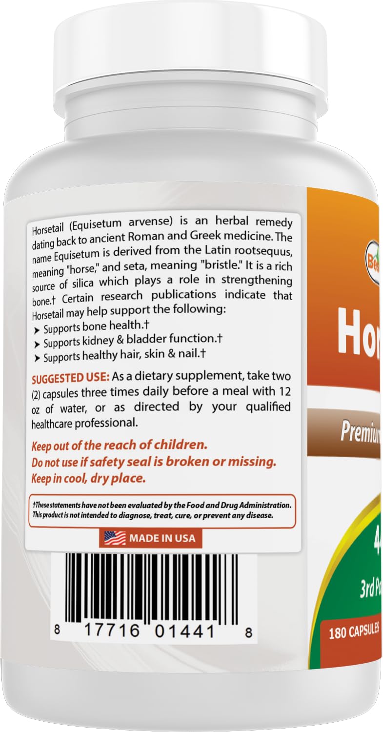 Best Naturals Horsetail 440 mg 180 Capsules (180 Count (Pack of 2))