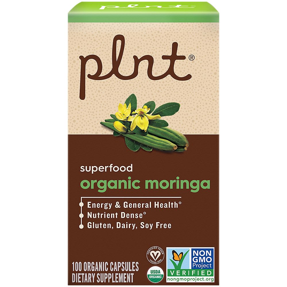 Organic Moringa a" Superfood for Energy Support a" 1,000 MG (100 Capsules)