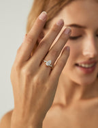 EAMTI 2CT Engagement Rings Pear Cut Wedding Teardrop Bridal Halo Nature Inspired Rings Cubic Zirconia Promise Bands for Women Travel Band 14K Gold Plated Size 7