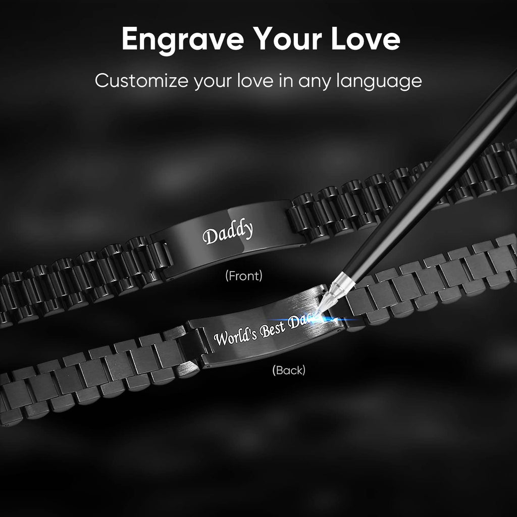 VNOX Personalized Engraved Dad Jewelry Gifts for Dad Daddy Father form Daughter Son for Father Day Birthday Day Masculine Stainless Steel Link Bracelet