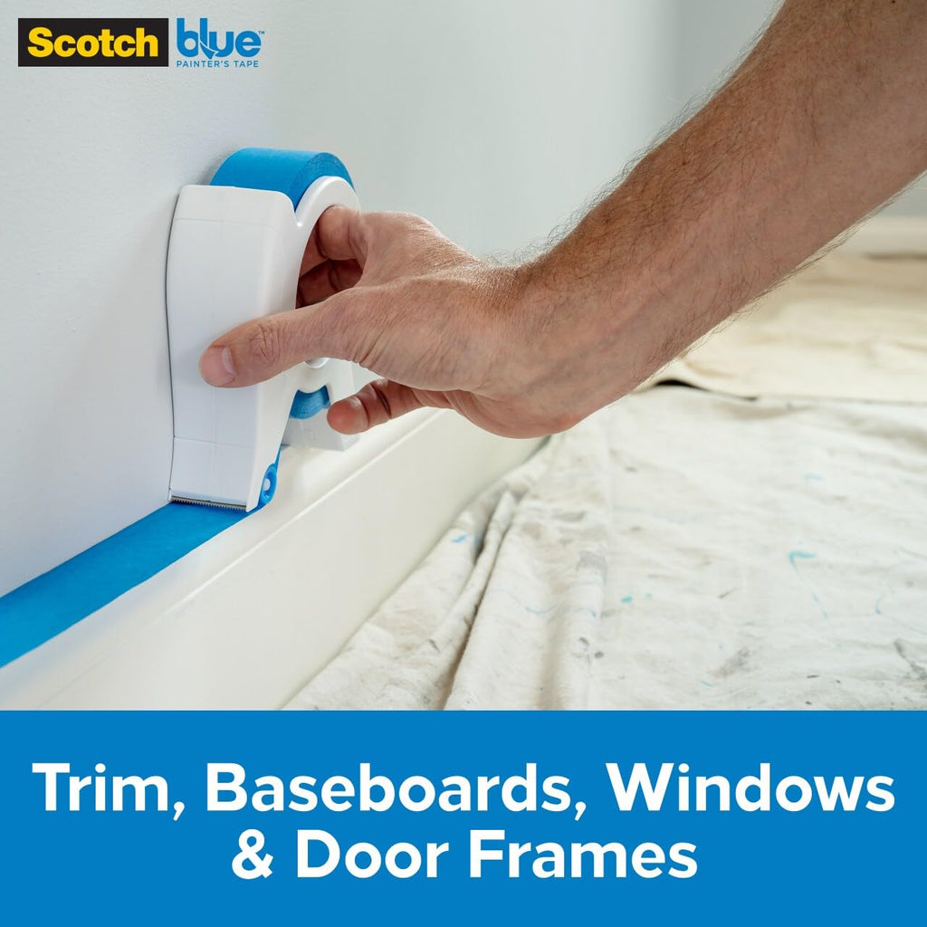 ScotchBlue Painters Tape Applicator, Applies Painter's Tape in One Continuous Strip, Paint Tape Applicator for Trim, Windows and Door Frames, 1.41 Inches x 20 Yards, 1 Starter Roll (TA3-SB-ESF)