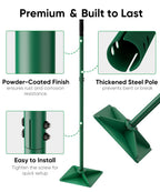 Tigerden Heavy Duty Steel Hand Tamper, 8"x8" Soil Plate Compactor with 44" Adjustable Handle & Rubber Grip, Anti-Loose Ladscaping Tools for Ground, Gravel, Dirt, Sand, Asphalt, Pavers, Blacktop, Green