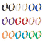 DICOSMETIC 9 Pairs Enamel Hoop Earring 15-16mm Colored Hoop Earrings 18K Gold Plated Huggie Hoops Earrings Small Cute Statement Earring Stainless Steel Fashion Jewelry Set for Women